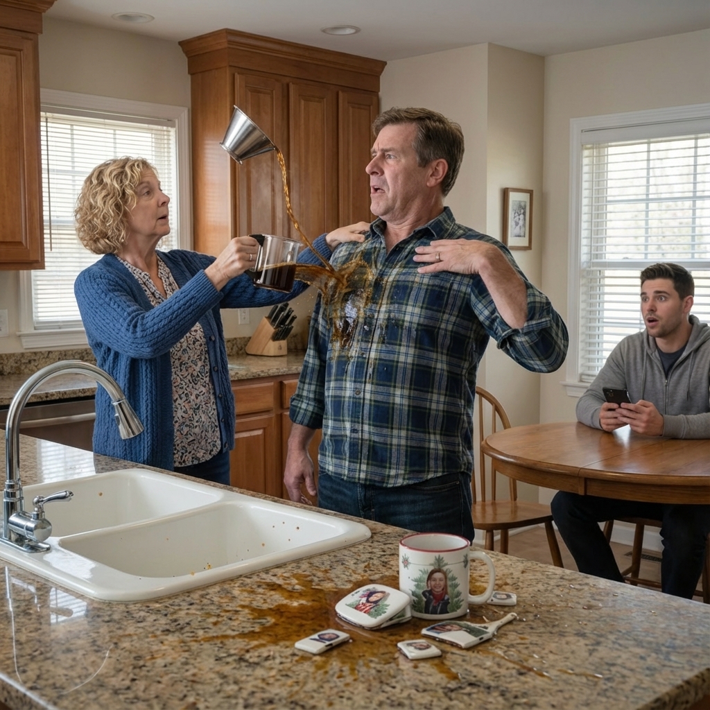 My Wife Splashed Coffee On Me When I Refused To Hand My Credit Card To Her Son. She Snapped, “Either Pay Up Or Leave!” So I Left Quietly. Days Later, She Came Home To An Empty House And… A Stranger In A Suit Waiting Inside. – News