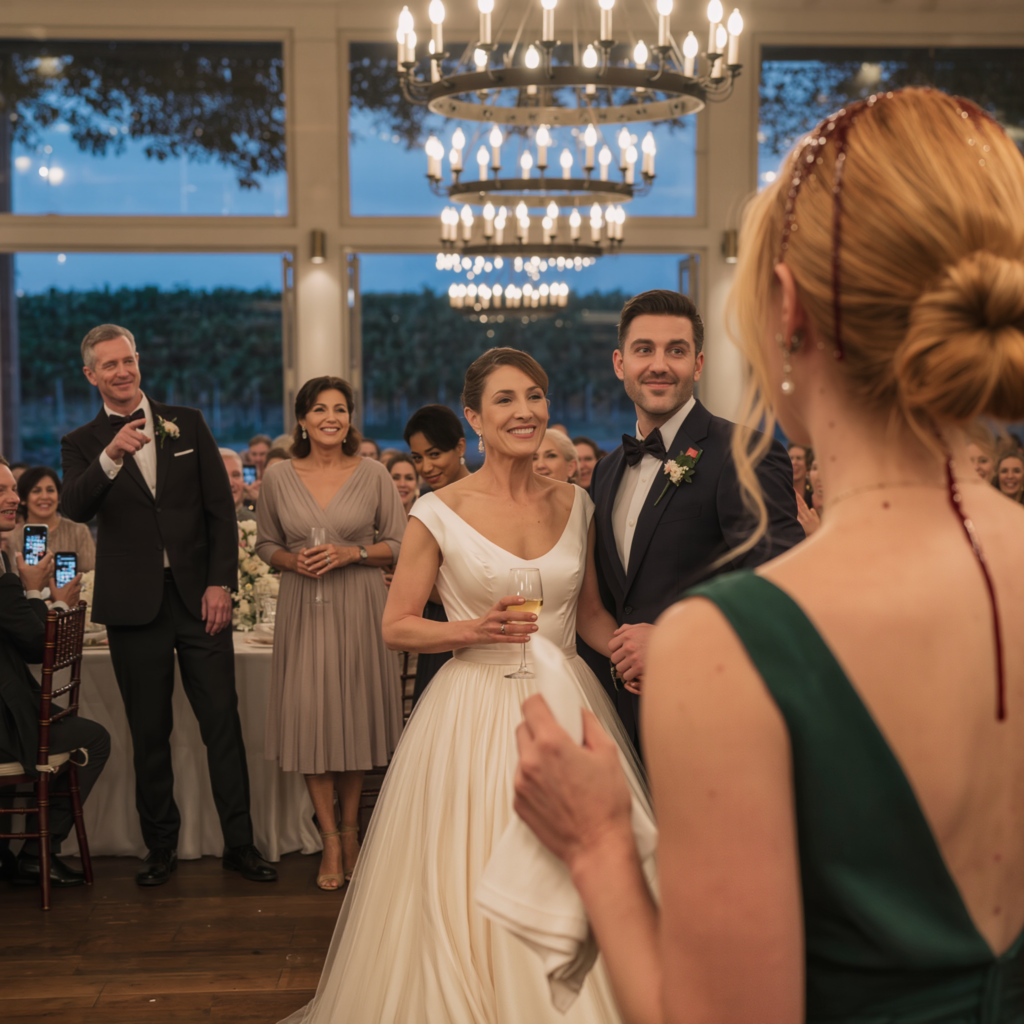 My own sister dumped a whole glass of red wine straight in my face in the middle of a 300-guest wedding just because I WOULD NOT sign over my beach house—she hissed: “You don’t know your place”… the entire hall froze… then, from table 3, someone shot to their feet and shouted one sentence, and my sister turned paper-white in exactly one second… – News