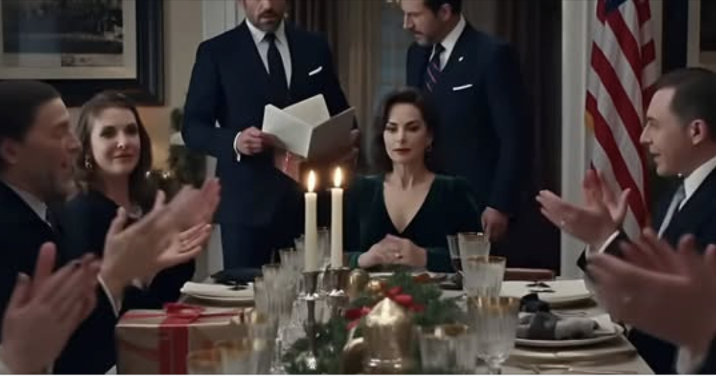 My husband’s best friend bet him I’d cry when they served me divorce papers at Christmas dinner—“women are so predictable,” he laughed. I signed immediately, without a single tear, then calmly handed them a wrapped present. When they opened it, their smiles froze, their faces drained of color, and the room fell into stunned silence as they realized what I had really just given them.