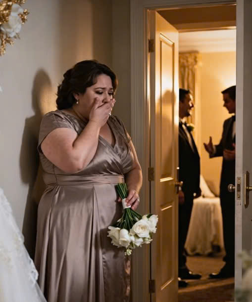 Få minuter före min dotters bröllop hörde jag min svärson säga till sina vänner: “Jag gifter mig med den här feta tanten bara för pengarna…” Jag var chockad och kunde inte bara stå där utan att göra något, så här är vad jag gjorde