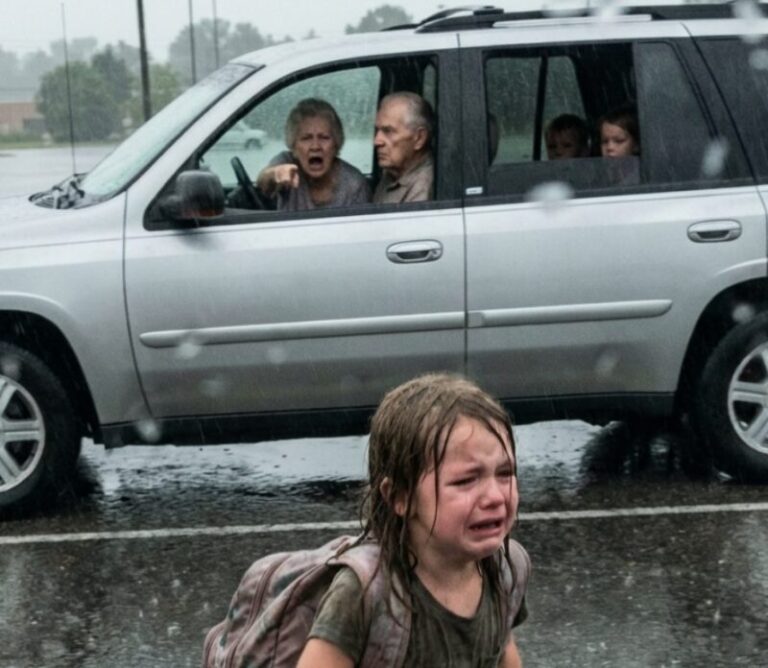 På väg hem från skolan blev barnet tillsagt att lämna bilen, tydligen som straff, men det som hände några sekunder senare chockade alla