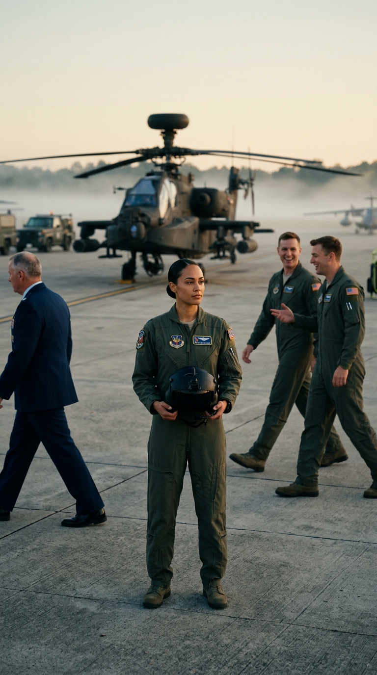 They laughed when she crossed the Alabama tarmac with a pilot’s helmet under her arm and snapped, “Go back to turning wrenches—you don’t belong in that cockpit.” She said nothing. For eight months, they let her stand in silence… until a visiting admiral stopped cold, noticed her faded name tape, and asked one quiet question that made the entire flight line turn toward her at once.