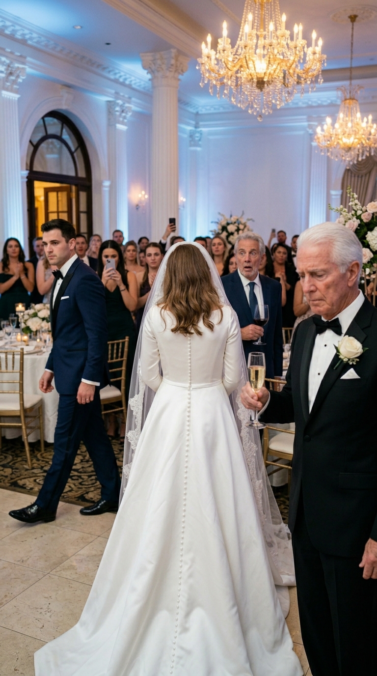 ‘You’re no longer my daughter,’ my billionaire father declared at my wedding after calling my husband a grease monkey from Queens—but months later, under the chandeliers of a Manhattan gala, that same ‘nobody’ squeezed my hand and whispered, ‘Are you ready for everything to change?’ and I watched the most feared man in my world go suddenly, completely pale.