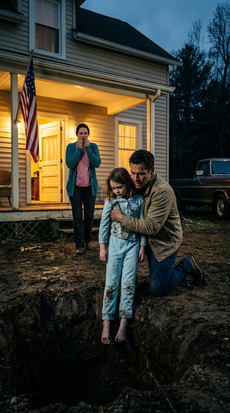 I came home three days early at 3:00 a.m. to surprise my family, and my daughter’s bed was already made like she’d never existed. My wife said, “She’s at my mother’s,” so I drove forty minutes through black mountain roads and found my seven-year-old standing in a four-foot hole, shaking in mud and dew.