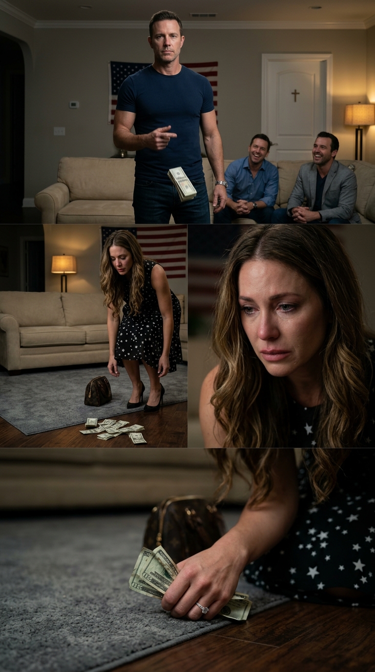 My husband smiled, tossed cash onto the floor in front of his friends, and said, “Make it last.” For six years, every grocery bill, tank of gas, and basic need came with the same humiliation—until the morning