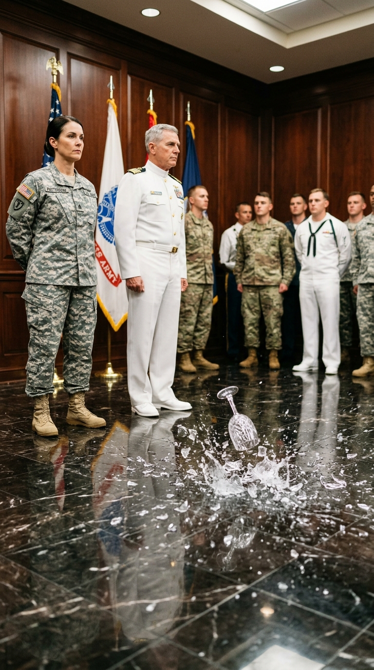The admiral smirked as he pointed at the only woman in the SEAL formation and said, “Tell us your call sign.” Everyone thought it was the final move to humiliate her in front of the room. But the second she answered, “Iron Widow,” his ceremonial glass shattered in his hand, the laughter died, and every man there realized they had been mocking someone whose name was never supposed to be spoken aloud.